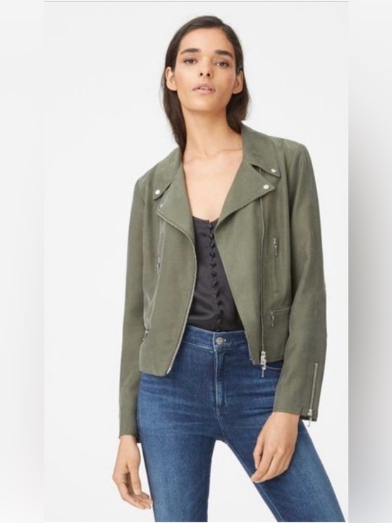 Club Monaco Jackets & Blazers - Club Monaco  Karpri Olive Green 
Moto Jacket Asymmetric Zip Biker
Coat  Sz S EUC